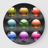 Farbige Glossen-Sphere Icons Abstrakte Balls Große Wanduhr (Vorderseite)