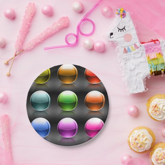 Farbige Glossen-Sphere Icons Abstrakte Balls Pappteller (Party)