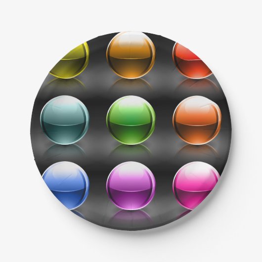 Farbige Glossen-Sphere Icons Abstrakte Balls Pappteller (Vorderseite)