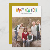 Farbige glückliche neue Jahreskarte Feiertagskarte (Vorne/Hinten)