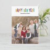 Farbige glückliche neue Jahreskarte Feiertagskarte (Stehend Vorderseite)