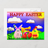 Farbige glückliche Osterreise Postkarte (Vorne/Hinten)