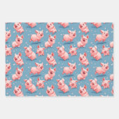 Farbige, glückliche Schweine Geschenkpapier Set (Vorderseite)
