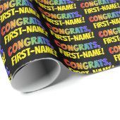 Farbige "GLÜCKWUNSCH" + Personalisierte Namenswrap Geschenkpapier (Rolleneckpunkt)