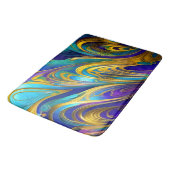 Farbige Gold Abstrakt Blue Lila Ribbbons Badematte (Schrägansicht)