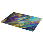 Farbige Gold Abstrakt Blue Lila Ribbbons Schneidebrett (Ecke)