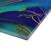 Farbige Gold Abstrakt Blue Lila Ribbbons Schneidebrett (Ecke)