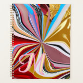 Farbige Gold Blume Monogram Liquid Abstrakt Planer (Vorderseite)