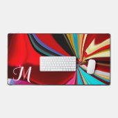 Farbige Gold Blume Monogram Liquid Abstrakt Schreibtischunterlage (Tastatur & Maus)