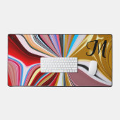 Farbige Gold Blume Monogram Liquid Abstrakt Schreibtischunterlage (Tastatur & Maus)