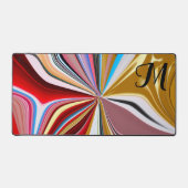 Farbige Gold Blume Monogram Liquid Abstrakt Schreibtischunterlage (Vorderseite)