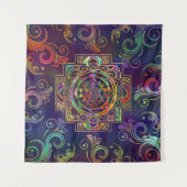 Farbige Gold gerahmt Sri Yantra Sri Chakra Wandteppich (Vorderseite)