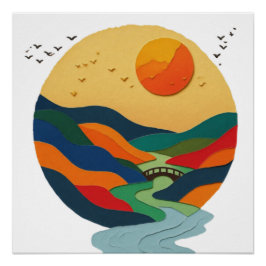 Farbige Goldene Sonnenuntergangs-Tal Poster