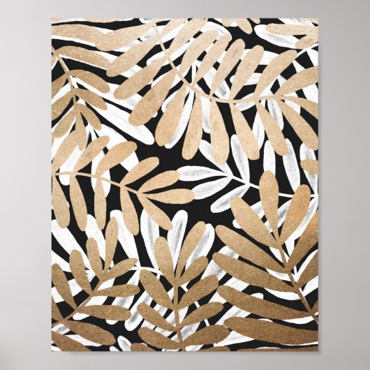 Farbige, goldfarbene Blätter Muster Poster (Vorne)