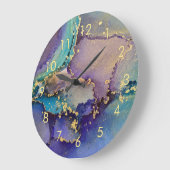 Farbige Goldmarmorte Abstrakte Flüssigkeiten Große Wanduhr (Winkel)