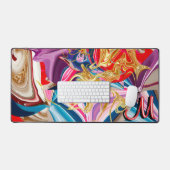 Farbige Goldrausch-Monogramm flüssig Abstrakt Schreibtischunterlage (Tastatur & Maus)
