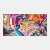 Farbige Goldrausch-Monogramm flüssig Abstrakt Schreibtischunterlage (Vorderseite)