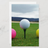 Farbige Golfbälle, Berg-Tee Briefpapier (Vorne/Hinten)