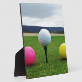 Farbige Golfbälle, Berg-Tee Fotoplatte (Seite)