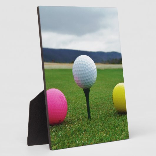 Farbige Golfbälle, Berg-Tee Fotoplatte (Seite)