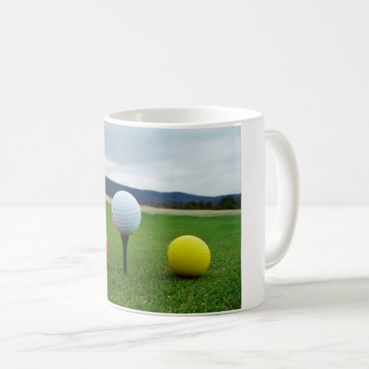 Farbige Golfbälle, Berg-Tee Kaffeetasse (VorderseiteRechts)