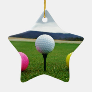 Farbige Golfbälle, Berg-Tee Keramik Ornament