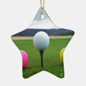 Farbige Golfbälle, Berg-Tee Keramik Ornament (Links)