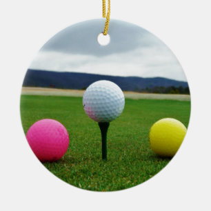 Farbige Golfbälle, Berg-Tee Keramik Ornament