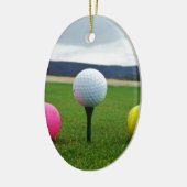 Farbige Golfbälle, Berg-Tee Keramikornament (Links)