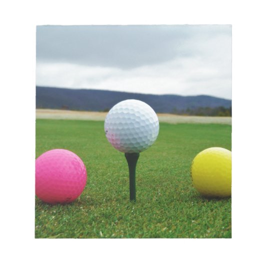 Farbige Golfbälle, Berg-Tee Notizblock (Vorderseite)