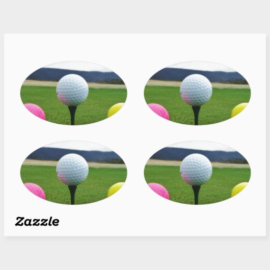 Farbige Golfbälle, Berg-Tee Ovaler Aufkleber (Blatt)