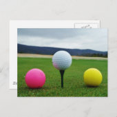 Farbige Golfbälle, Berg-Tee Postkarte (Vorne/Hinten)
