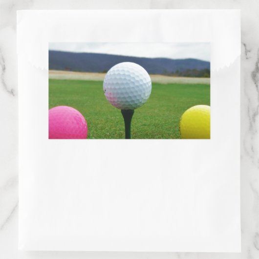 Farbige Golfbälle, Berg-Tee Rechteckiger Aufkleber (Tasche)