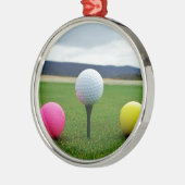 Farbige Golfbälle, Berg-Tee Silbernes Ornament (Links)