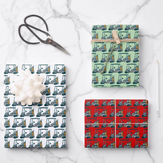 Farbige Golfwagen #2 Geschenkpapierbögen Geschenkpapier Set (Vorderseite)