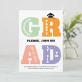 Farbige GRAD-Typografie Abschlussklasse 2026 Absch Einladung (Stehend Vorderseite)