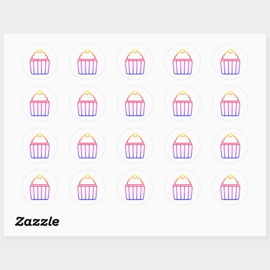 Farbige Gradient Cupcake Aufkleber (Blatt)