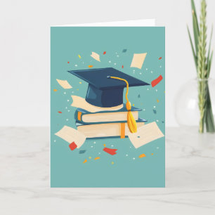 Farbige Graduiertenkap-Bücher Feiertagskarte