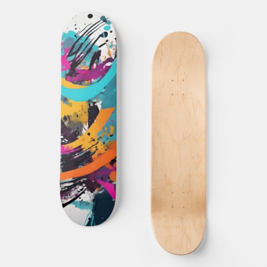 Farbige Graffiti Abstrakt Skateboard (Vorderseite)