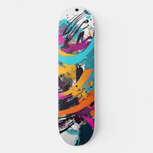 Farbige Graffiti Abstrakt Skateboard (Vorderseite)