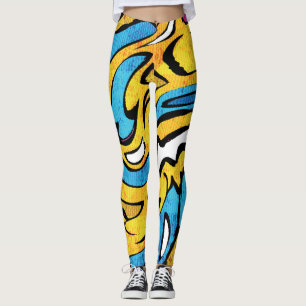 Farbige Graffiti-Abstrakte auf schwarzem Hintergru Leggings