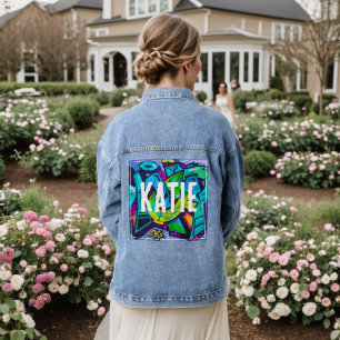 Farbige Graffiti individuelle Monogramm Name Farbe Jeansjacke