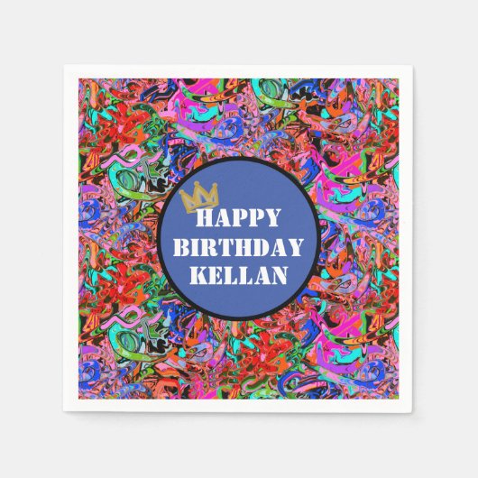 Farbige Graffiti mit Krone Serviette (Vorderseite)