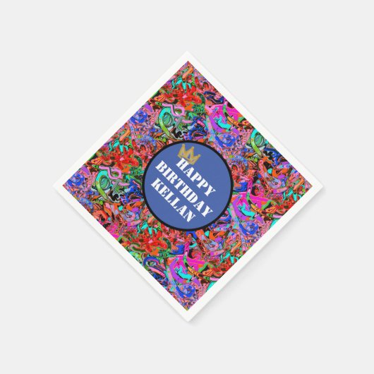 Farbige Graffiti mit Krone Serviette (Ecke)