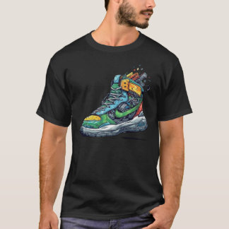 Farbige Graffiti-Sneaker-Grafik-T-Shirt - Urban T-Shirt