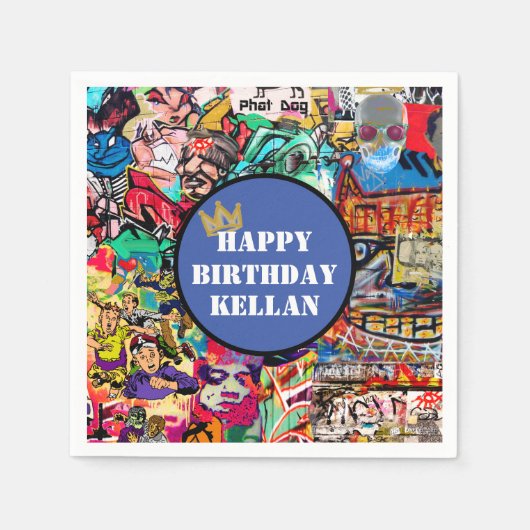 Farbige Graffiti-Wandverkleidung Serviette (Vorderseite)