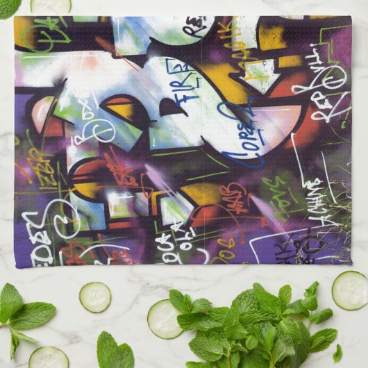 Farbige Graffiti-Wörter Küchentuch (Gefaltet)