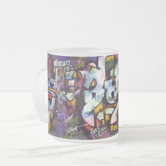 Farbige Graffiti-Wörter Mattglastasse (Vorderseite Links)