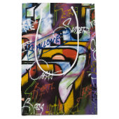 Farbige Graffiti-Wörter Mittlere Geschenktüte (Vorderseite)