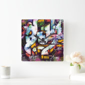 Farbige Graffiti-Wörter Quadratische Wanduhr (Zuhause)